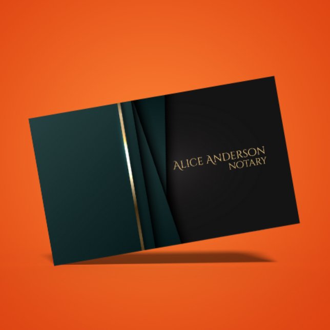 Lyxig grön guld elegant notarie Namnkort (Skapare uppladdad)