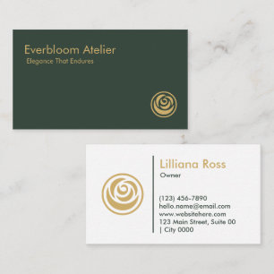 Lyxig Grön Guld Minimalistisk Tidlös Designer Visitkort