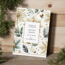 Lyxig grön guld snöflinga elegant julkort