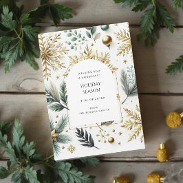Lyxig grön guld snöflinga elegant julkort