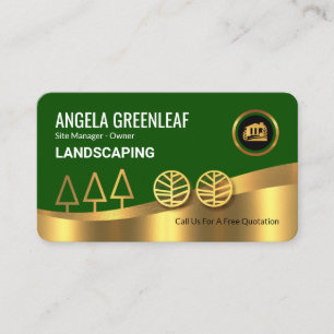 Lyxig Grön Trädgårdslandskap Guld Lager Visitkort