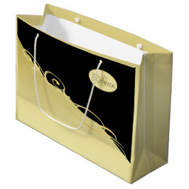 Lyxig gul dekoration på guld och svart, Monogram,