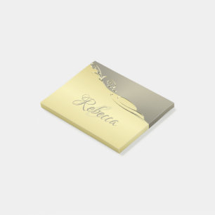 Lyxig gul metalldekoration i guld och silver post-it block