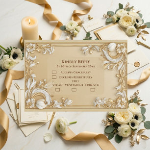 Lyxig Guld Barock Storhet Vita Tulpaner Blommor OSA Kort