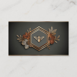 Lyxig Guld Bi Hexagon Floral Midnatt Svart Visitkort