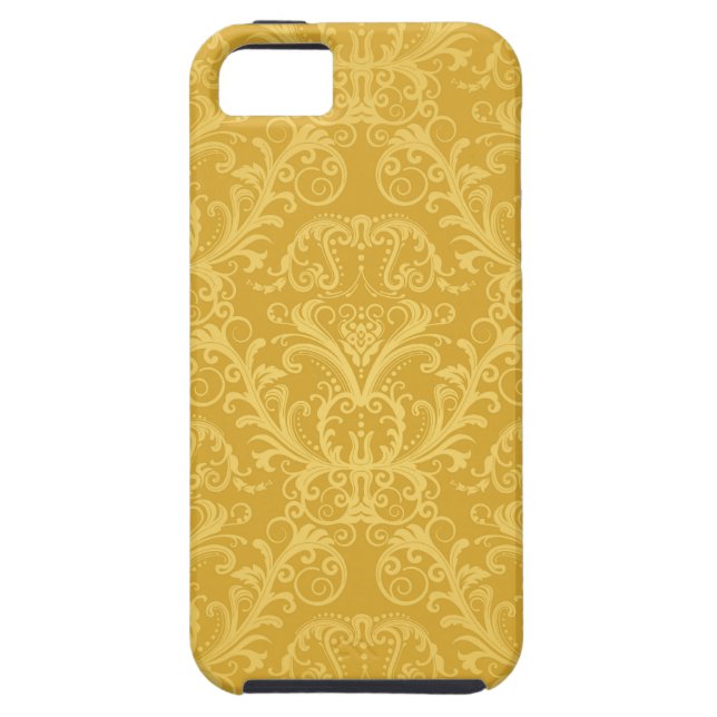 Lyxig guld- blom- tapet Case-Mate iPhone skal (Baksidan)