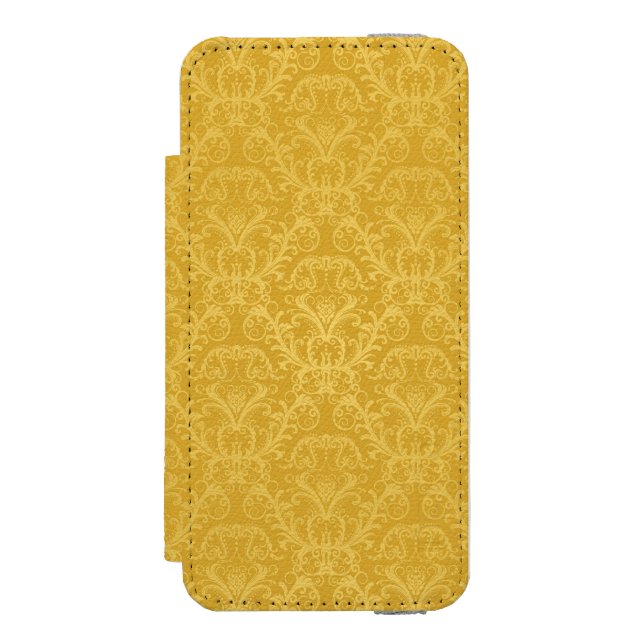 Lyxig guld- blom- tapet incipio iPhone wallet skal (Folio Framsidan)