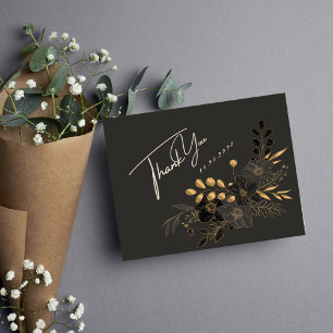 Lyxig Guld Blommig Minimalistisk Tack Kort