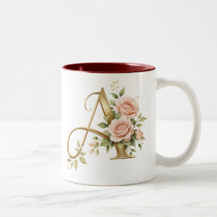 Lyxig Guld Blommig Monogram A Mugg Premium Elegan