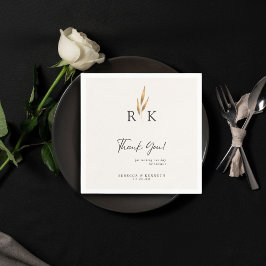 Lyxig Guld Blommig Monogram Bröllop Tack Pappersservett