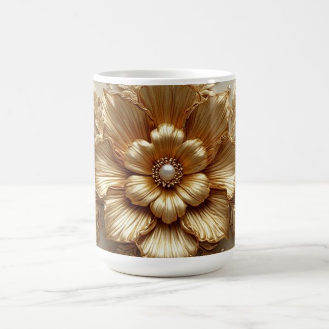 Lyxig Guld Blommig Ram Kaffemugg (Center)