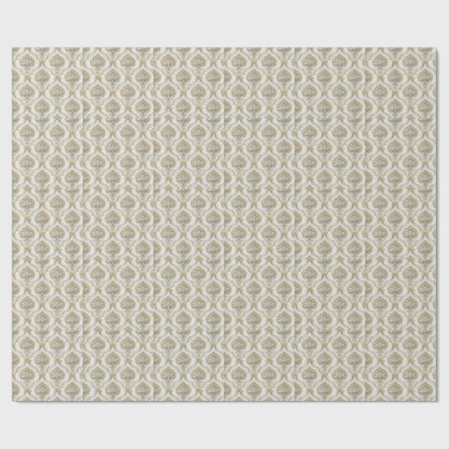 Lyxig guld-damask sömlös blommig designmönster presentpapper (Platt)
