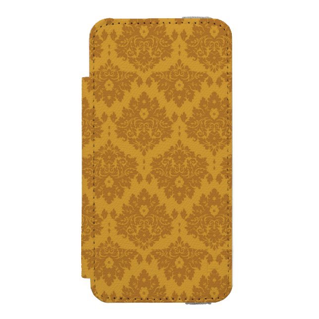 Lyxig guld- damast incipio iPhone wallet skal (Folio Framsidan)
