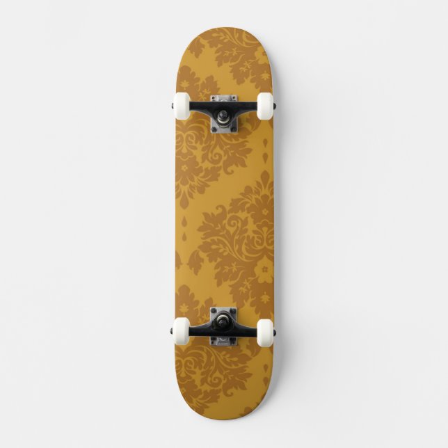 Lyxig guld- damast old school skateboard bräda 21,6 cm (Framsida)