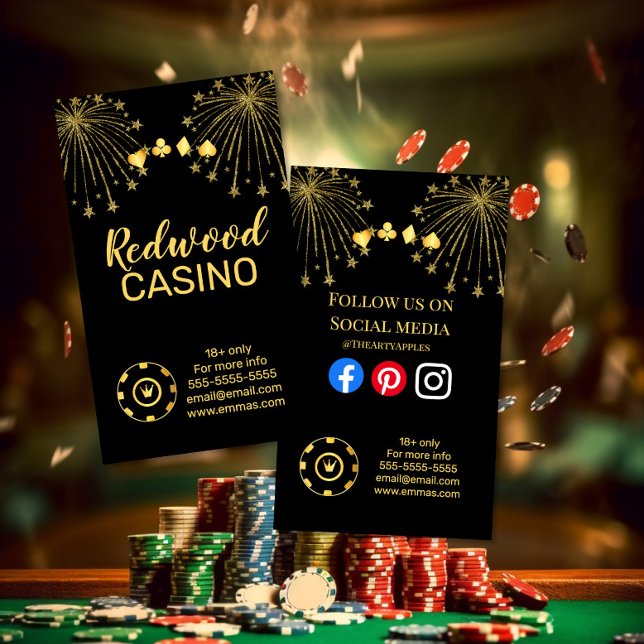 Lyxig Guld Fyrverkerier Casino Poker Affärskort Visitkort (Skapare uppladdad)