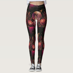 Lyxig Guld Galaxy Planet Lila Rymd Leggings