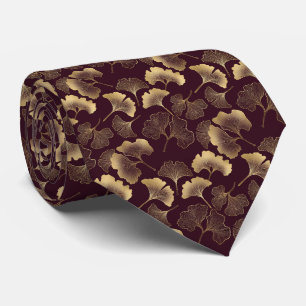 Lyxig Guld Ginkgo Burgunder Slips