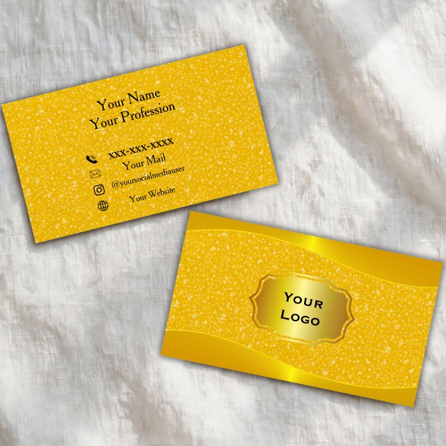 Lyxig Guld Glitter Affärskort Visitkort (Skapare uppladdad)