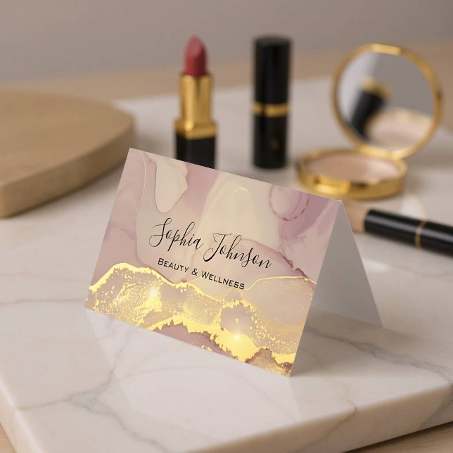 Lyxig Guld Glitter Anpassningsbar Smink Artist Bil Visitkort (Luxury Gold Glitter - Front)