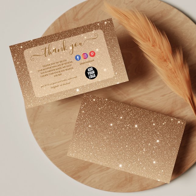 Lyxig Guld Glitter Gnistrande Affärer Tack Kort (Skapare uppladdad)