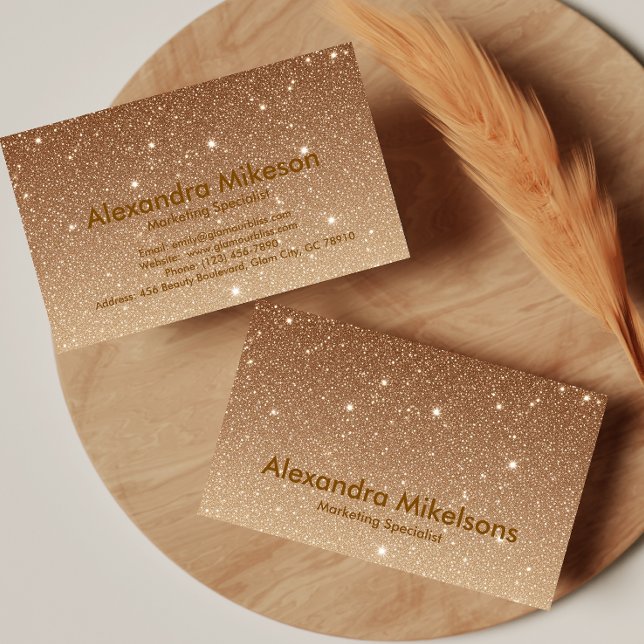 Lyxig Guld Glitter Gnistrande Affärer Visitkort (Skapare uppladdad)