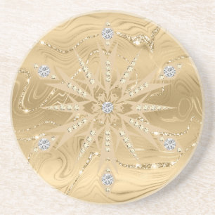 Lyxig Guld Glitter Snöflinga Diamant Underlägg
