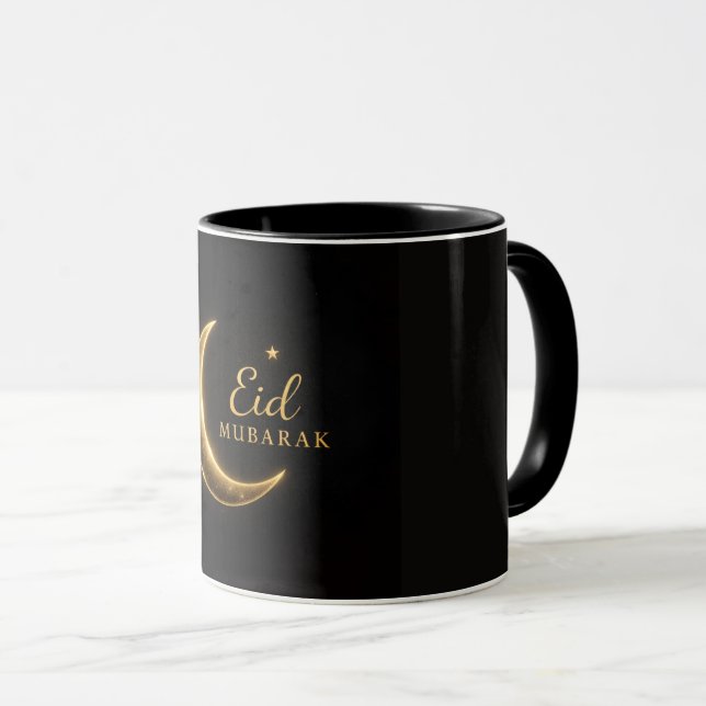 Lyxig Guld Halvmåne Eid Mubarak Mugg – Modern Isl (Framsida höger)