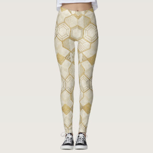 Lyxig guld hexagonmönster - Marmorstruktur 2 Leggings