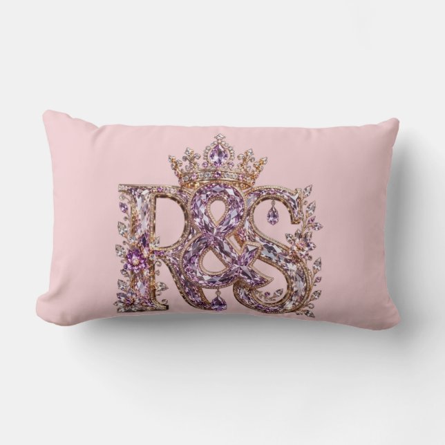 Lyxig Guld & Kristall RS Monogram Lumbarkudde (Framsida)