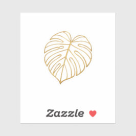 Lyxig Guld Linje Konst Monstera Blad Klistermärke  Klistermärken