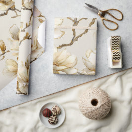 Lyxig Guld Magnolia Pärl Vattenfärg Mönster Presentpapper