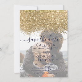 Lyxig Guld Marin Glitter Konfetti Foto Bröllop Spara Datumet