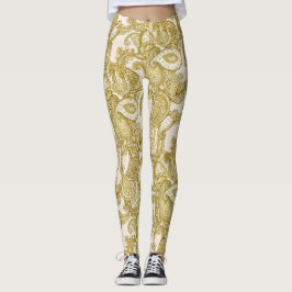 Lyxig guld- Melange Paisley Leggings