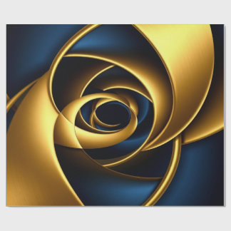 Lyxig Guld och Marinblå Spiral Abstrakt Elegant Presentpapper