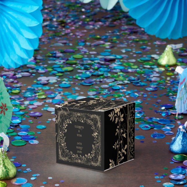 Lyxig guld- och svart sepia blommig finish  presentaskar (Part)