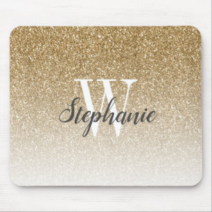 Lyxig guld-ombre-fals glittermonogram musmatta