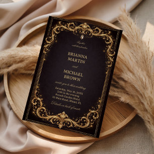 Lyxig Guld Ornament Glitter Inbjudningar
