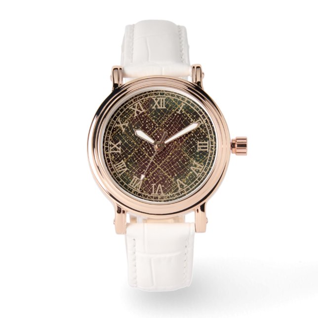 Lyxig guld röd grön färgmönster  armbandsur (Framsida)