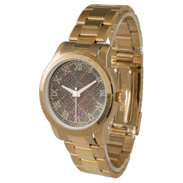 Lyxig guld röd grön färgmönster  armbandsur