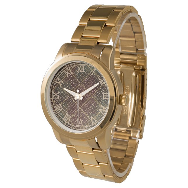 Lyxig guld röd grön färgmönster  armbandsur (Vinklad)
