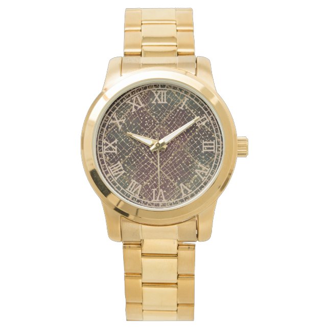 Lyxig guld röd grön färgmönster  armbandsur (Framsida)