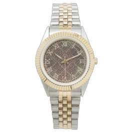 Lyxig guld röd grön färgmönster  armbandsur
