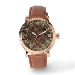 Lyxig guld röd grön färgmönster  armbandsur