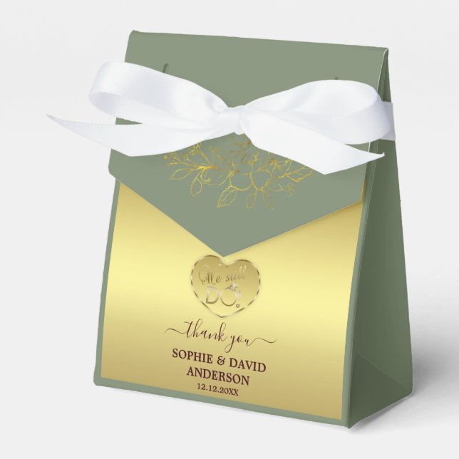 Lyxig guld sagegrön bröllopsjubileum  presentaskar (Framsidan Sidan)
