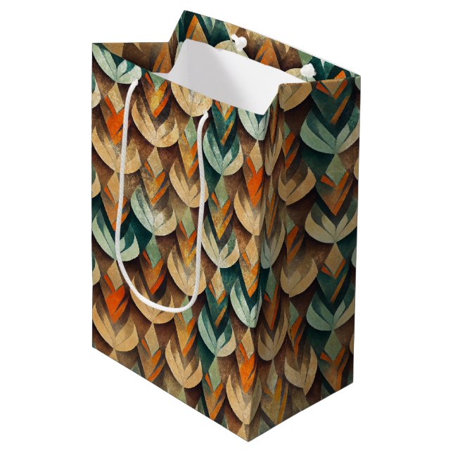 Lyxig Guld Teal Art Deco Abstrakt Mönster (Framsidan Vinklad)