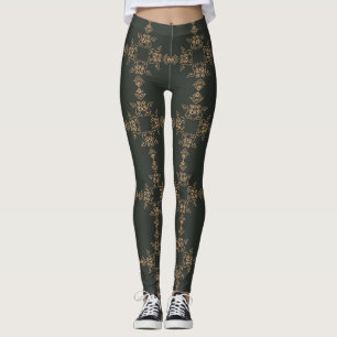Lyxig guld- utsmyckad specificerad damasker leggings