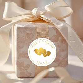 Lyxig Guld Vit Monogram Bröllopspresent Bröllopsfa Runt Klistermärke
