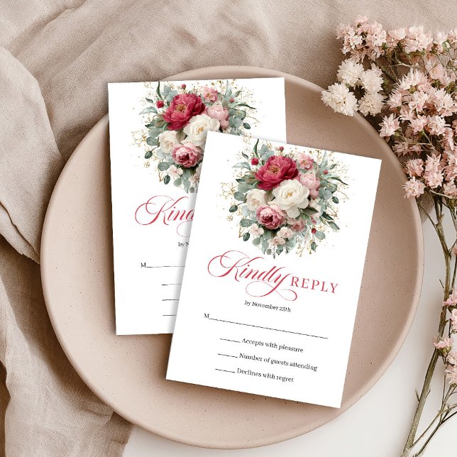 Lyxig guldaccent Boho bröllop RSVP-kort OSA Kort (Luxury Gold Accent Boho Wedding RSVP Card)