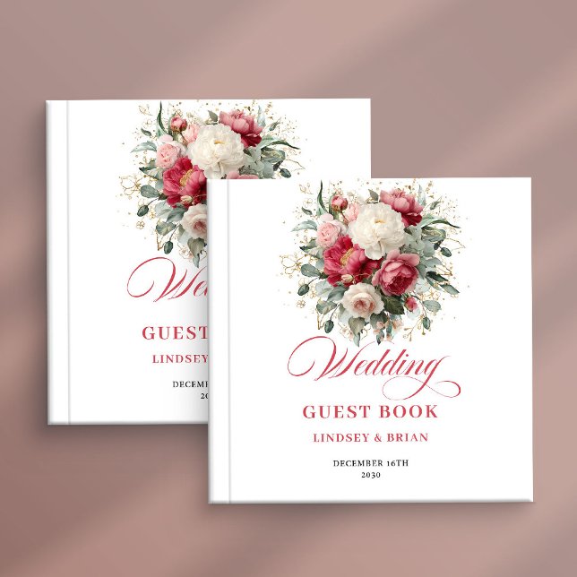 Lyxig guldaccent Boho bröllopsgästbok Gästböcker (Luxury Gold Accent Boho Wedding Guest Book)