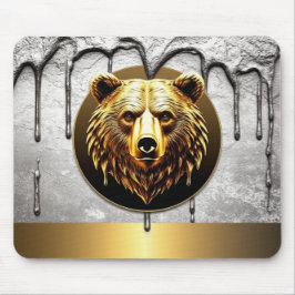 Lyxig guldbjörnemblem metallstil 🐻 musmatta